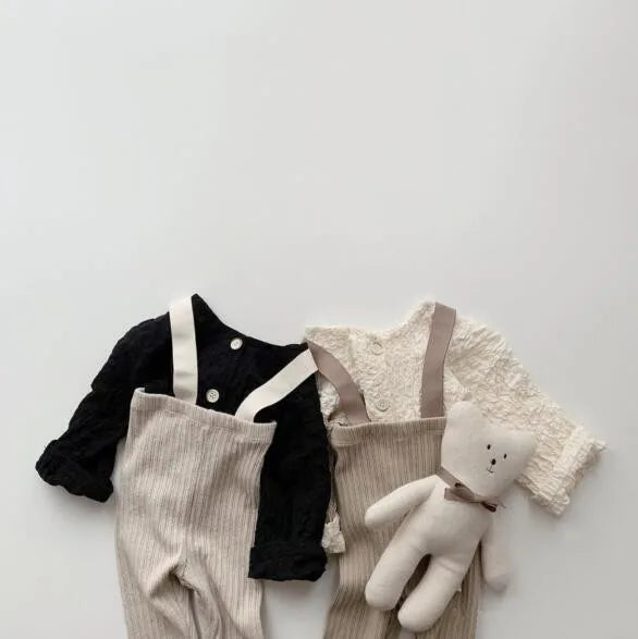 -キッズカーディガン 長袖Tシャツ しわ加工ジャケットトップス ブラック/ベージュ/2カラー - mamahalo shop - カーディガン・パーカー - べビー服 - 子供服 - 男の子 - 女の子