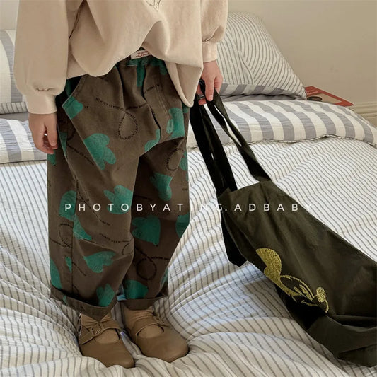 -キッズパンツ ルーズワイドルーズパンツ プリント柄 3カラー - mamahalo shop - ロングパンツ・スウェットパンツ - べビー服 - 子供服 - 男の子 - 女の子