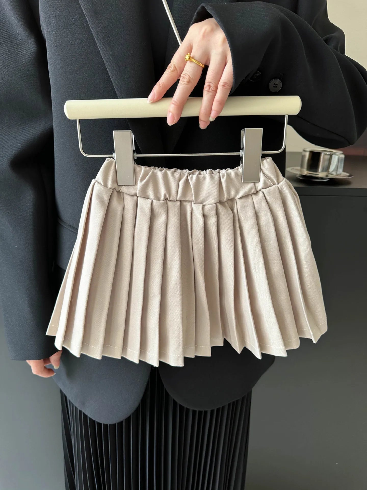 -キッズトップス/スカート ジャガードニットチェックバイカラー長袖セーター/プリーツミニスカート【mh0007376】 - mamahalo shop - 長袖セットアップ - べビー服 - 子供服 - 男の子 - 女の子