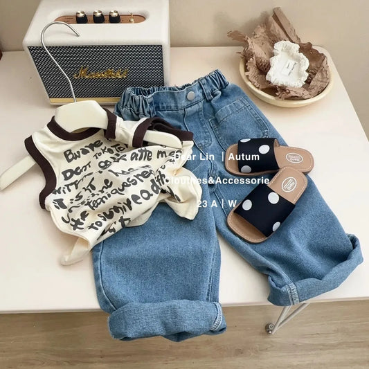 -キッズトップス タンクトップ レターロゴ グラフィティプリント【mh0006323】 - mamahalo shop - タンクトップ・キャミソール・ノースリーブトップス - べビー服 - 子供服 - 男の子 - 女の子