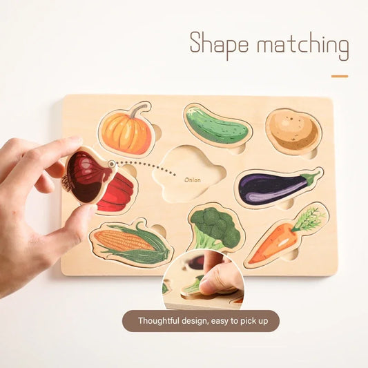 -ジグソー パズル セット 木製 おもちゃ 動物 野菜 ボード マッチング【mh0001027】 - mamahalo shop - Toy (おもちゃ・木製玩具)etc. - べビー服 - 子供服 - 男の子 - 女の子