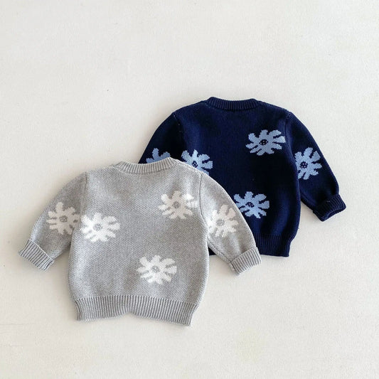 -キッズトップス ニットセーター 北欧風レトロフラワー 2カラー【mh0006652】 - mamahalo shop - ニット・セーター - べビー服 - 子供服 - 男の子 - 女の子