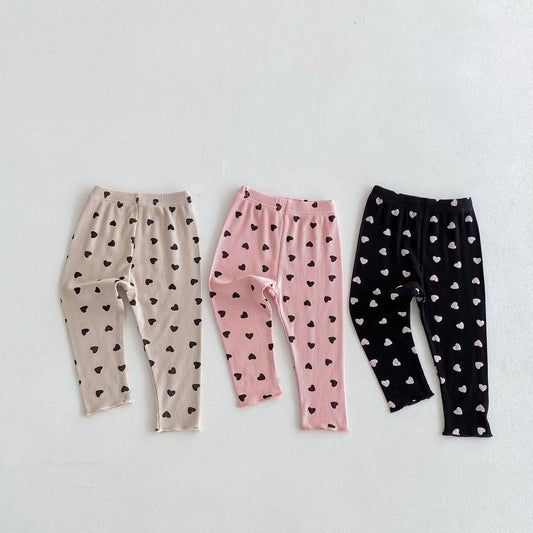-キッズパンツ ハートプリントレギンスパンツ 3カラー - mamahalo shop - レギンスパンツ - べビー服 - 子供服 - 男の子 - 女の子
