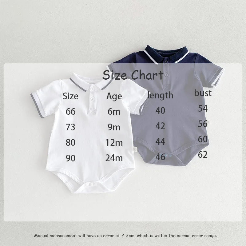 -ベビーロンパース 半袖ポロシャツボディスーツ ホワイト/ネイビー/2カラー【mh0004459】 - mamahalo shop - 半袖ロンパース - べビー服 - 子供服 - 男の子 - 女の子