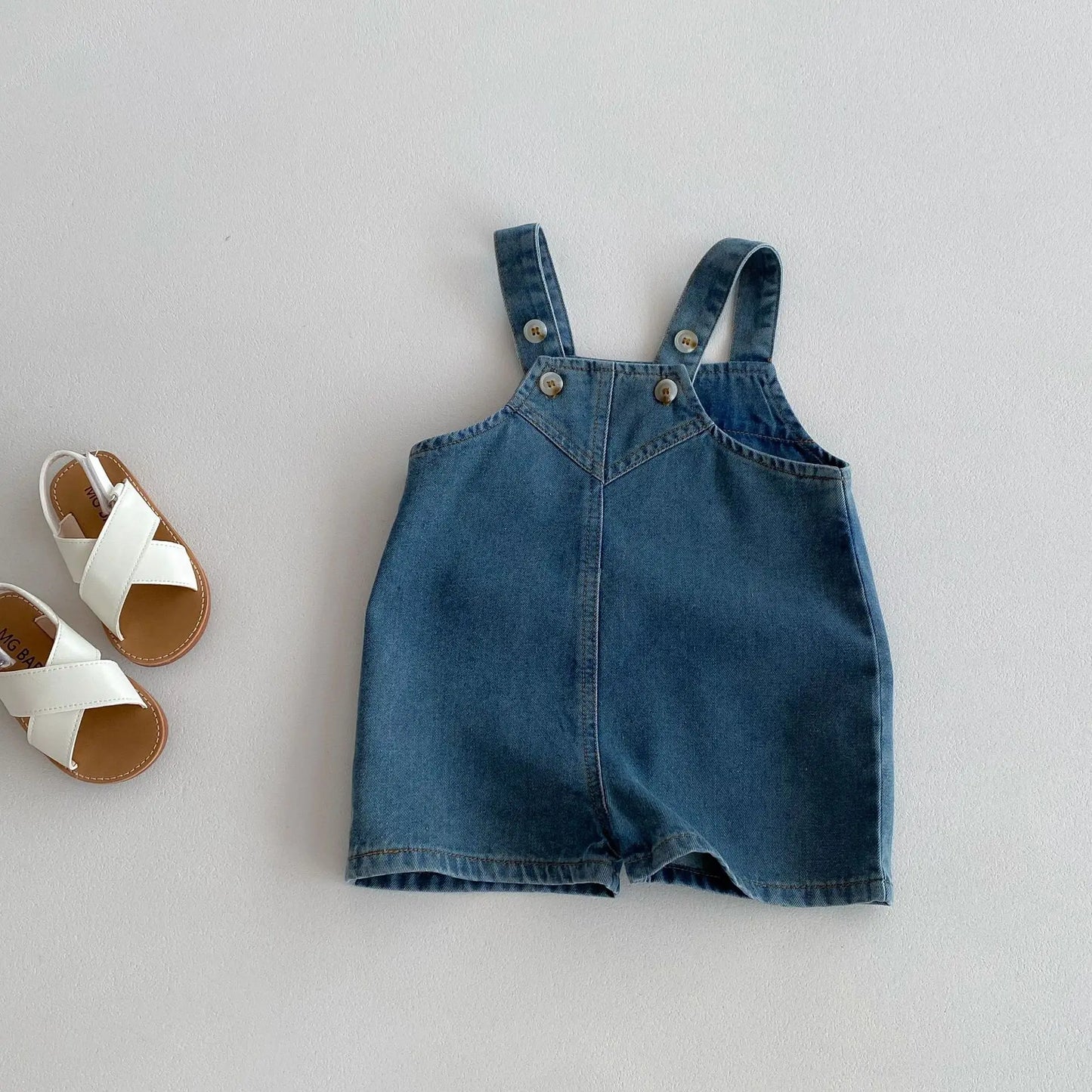 -キッズオーバーオール デニム ショート サスペンダーパンツ サロペット ジャンプスーツ 2カラー【mh0005243】 - mamahalo shop - オーバーオール - べビー服 - 子供服 - 男の子 - 女の子