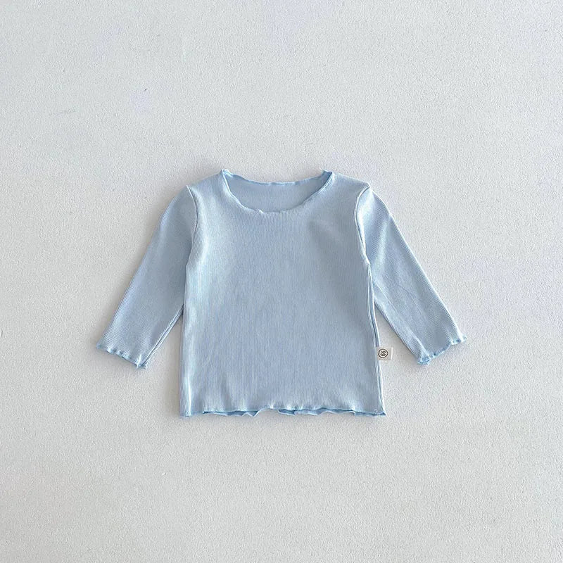 -ベビートップス シンプルベーシックシームレス長袖Tシャツ パステル5カラー【mh0006913】 - mamahalo shop - 長袖Tシャツ - べビー服 - 子供服 - 男の子 - 女の子