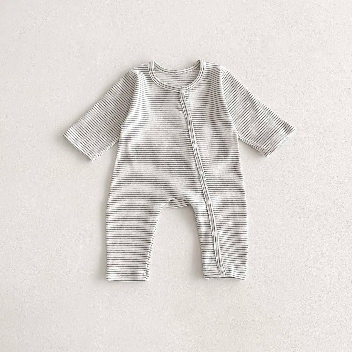 -ベビーロンパース 長袖ボディスーツ ボーダー柄 新生児 肌着 4カラー - mamahalo shop - 長袖ロンパース - べビー服 - 子供服 - 男の子 - 女の子