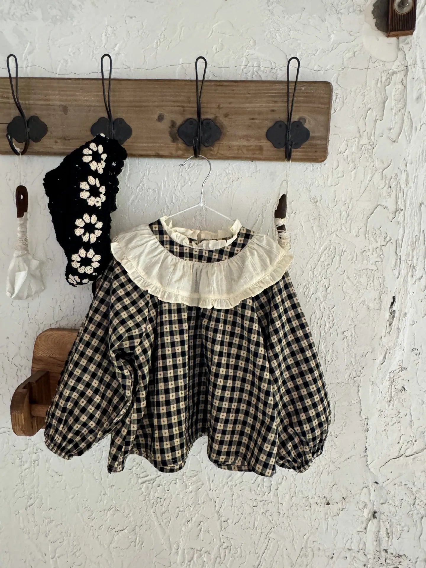 -キッズトップス ラッフル襟チェック長袖チュニックブラウス【mh0007319】 - mamahalo shop - 長袖シャツ・ブラウス - べビー服 - 子供服 - 男の子 - 女の子