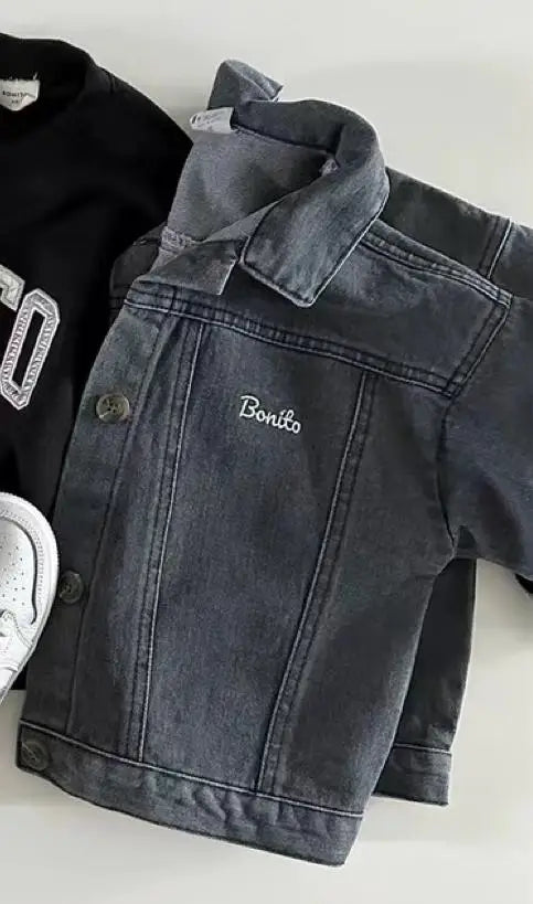 -ベビーアウター ベーシックデニムジャケットGジャン 2カラー - mamahalo shop - ショートコート・ジャケット・ジャンパー - べビー服 - 子供服 - 男の子 - 女の子