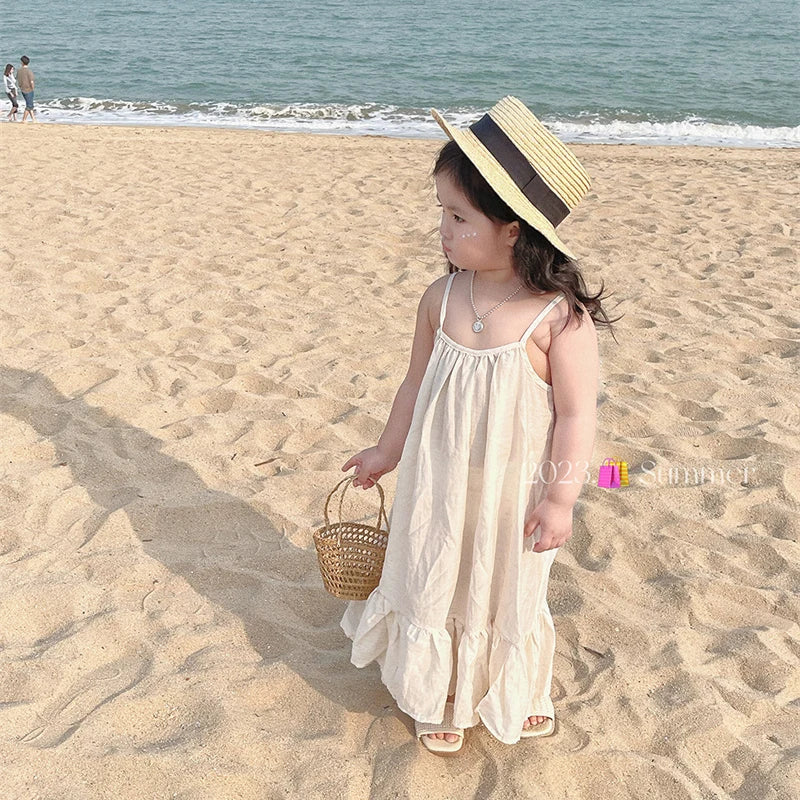 -キッズワンピース キャミワンピ キャミソールサマードレス 2カラー【mh0006249】 - mamahalo shop - ノースリーブワンピース - べビー服 - 子供服 - 男の子 - 女の子