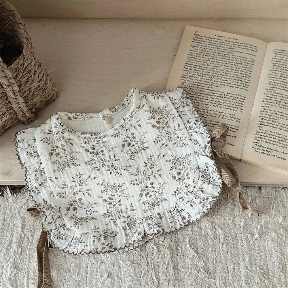 -ベビースタイ ビブベスト よだれかけ ショール 前かけ フリル リボン フラワー花柄/水玉【mh0006401】 - mamahalo shop - よだれかけ - べビー服 - 子供服 - 男の子 - 女の子