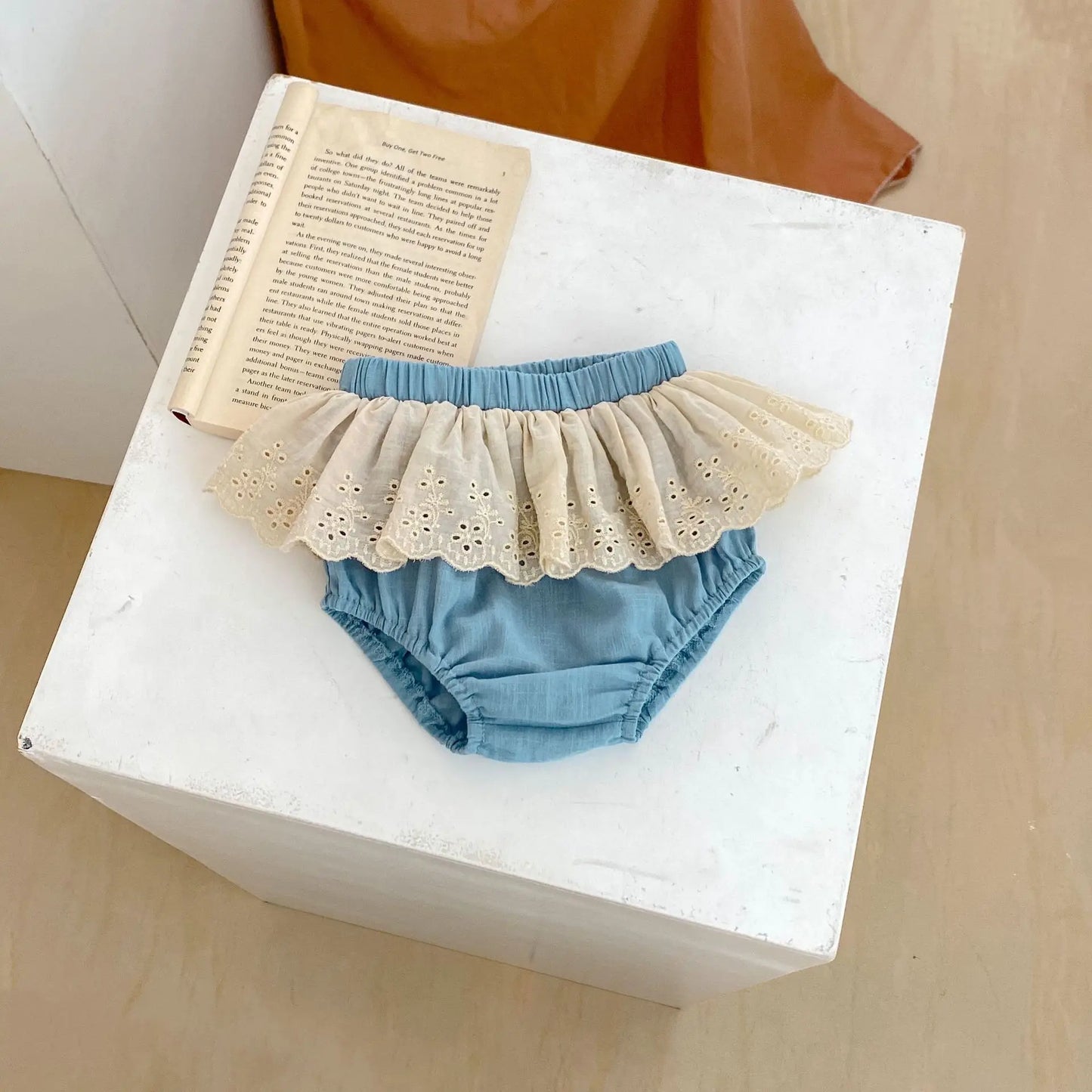 -ベビーセットアップ 2点セット 半袖フラワープリントブラウス+レースフリルデニムブルマパンツ - mamahalo shop - 半袖セットアップ - べビー服 - 子供服 - 男の子 - 女の子