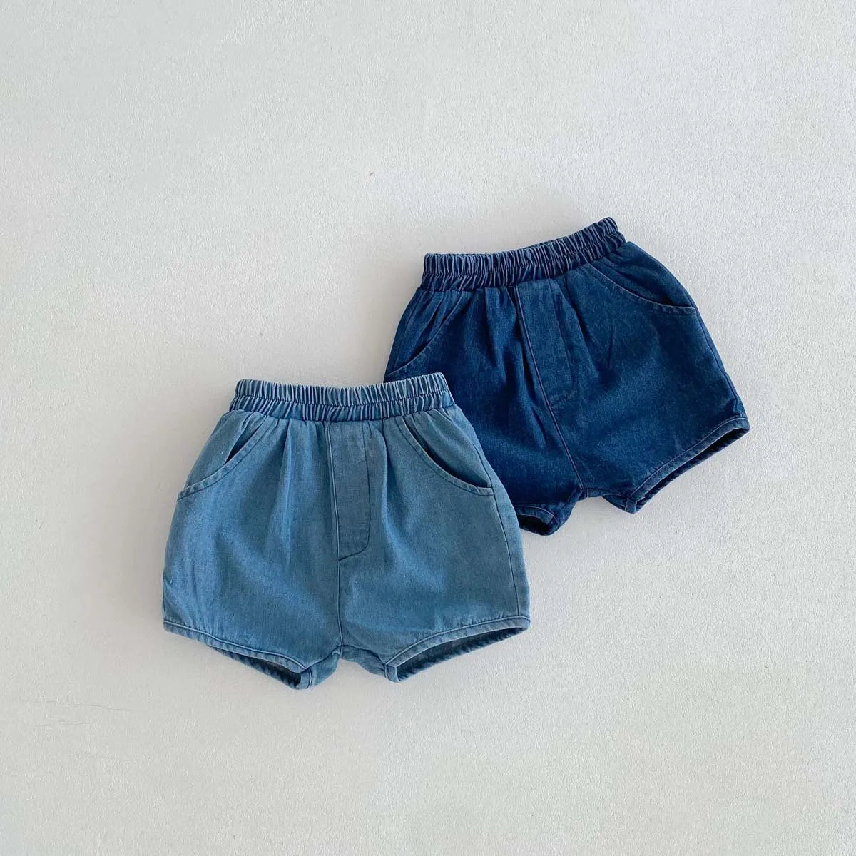 -キッズパンツ デニムショートパンツ シンプルベーシック 2カラー【mh0006184】 - mamahalo shop - ハーフパンツ・ショートパンツ - べビー服 - 子供服 - 男の子 - 女の子