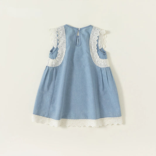 -キッズワンピース デニム レース ノースリーブワンピース【mh0005956】 - mamahalo shop - ノースリーブワンピース - べビー服 - 子供服 - 男の子 - 女の子