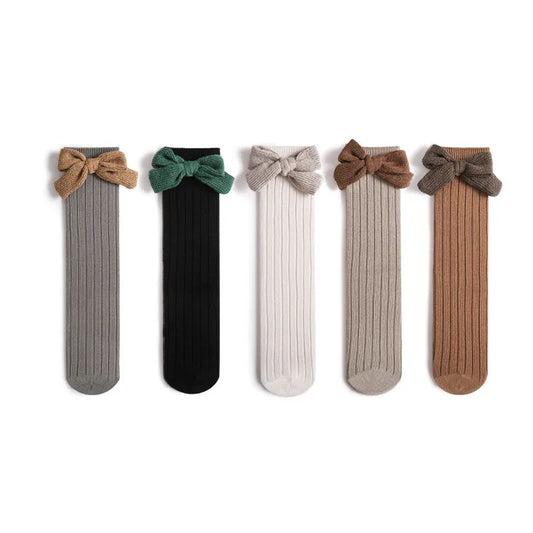 -ベビー キッズ リボン ハイソックス 靴下 2足 セット - mamahalo shop - ベビー用靴下・タイツ - べビー服 - 子供服 - 男の子 - 女の子