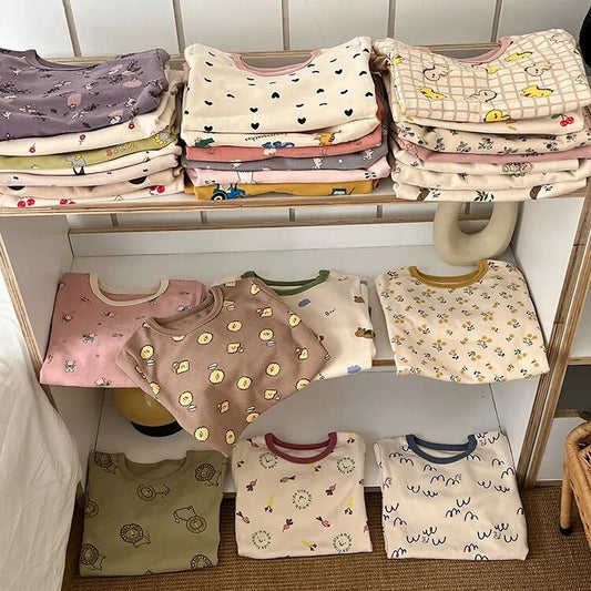 -キッズ 長袖パジャマセット トップス パンツ セットアップ 2点セット ルームウェア ユニセックス 男の子 女の子 子供服 - mamahalo shop - 長袖パジャマ - べビー服 - 子供服 - 男の子 - 女の子