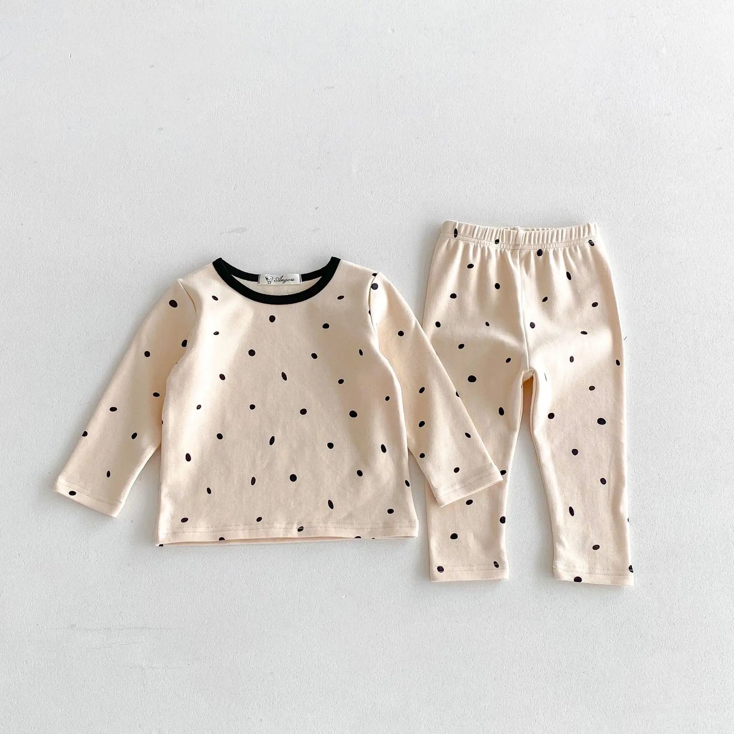 -キッズセットアップ 2点セット 長袖パジャマセット 長袖Tシャツ+ロングパンツ 水玉ドットプリント 3カラー【mh0006487】 - mamahalo shop - 長袖パジャマ - べビー服 - 子供服 - 男の子 - 女の子