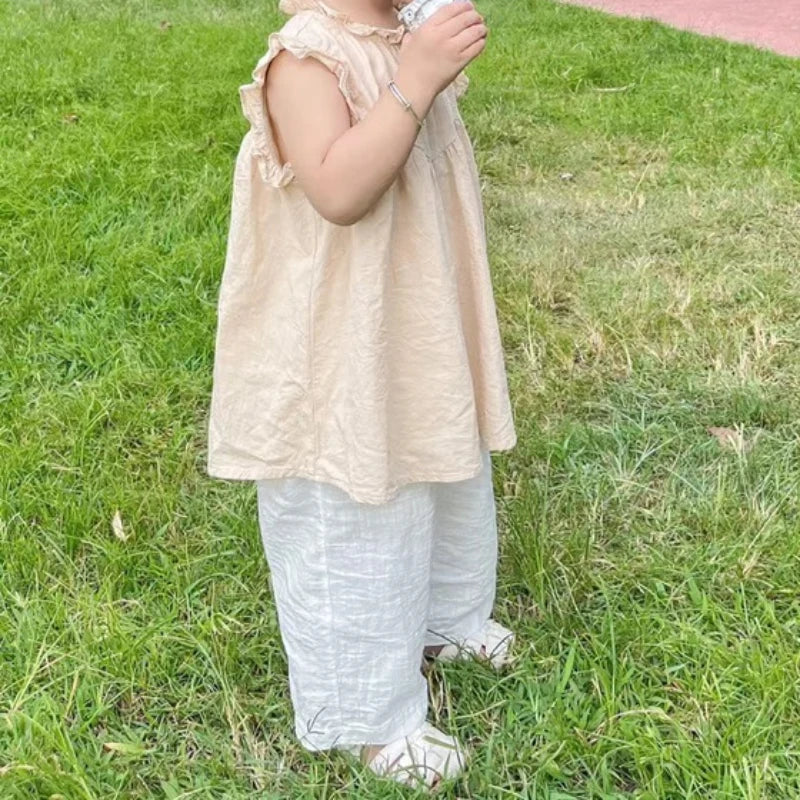 -☺︎ キッズパンツ コットンリネン サマールーズパンツ 2カラー - mamahalo shop - ロングパンツ・スウェットパンツ - べビー服 - 子供服 - 男の子 - 女の子