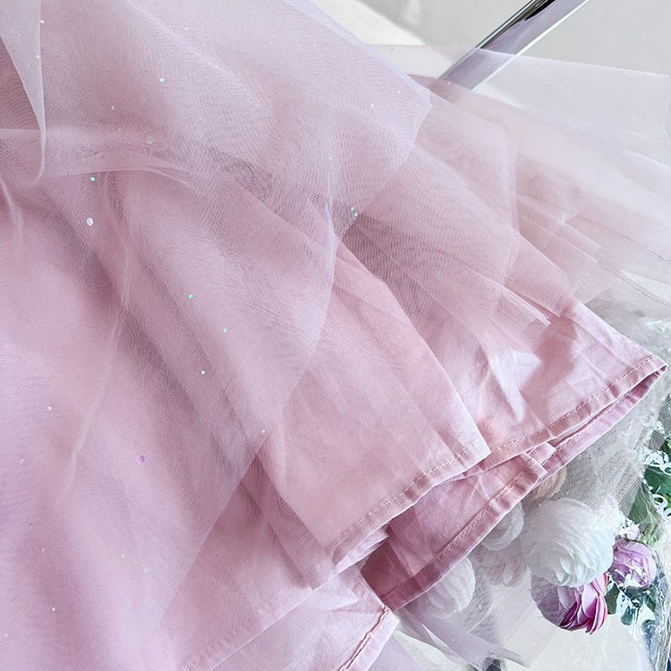 -キッズ チュチュ チュール ドレス プリンセス ワンピース ピンク ガールズ - mamahalo shop - 半袖ワンピース - べビー服 - 子供服 - 男の子 - 女の子