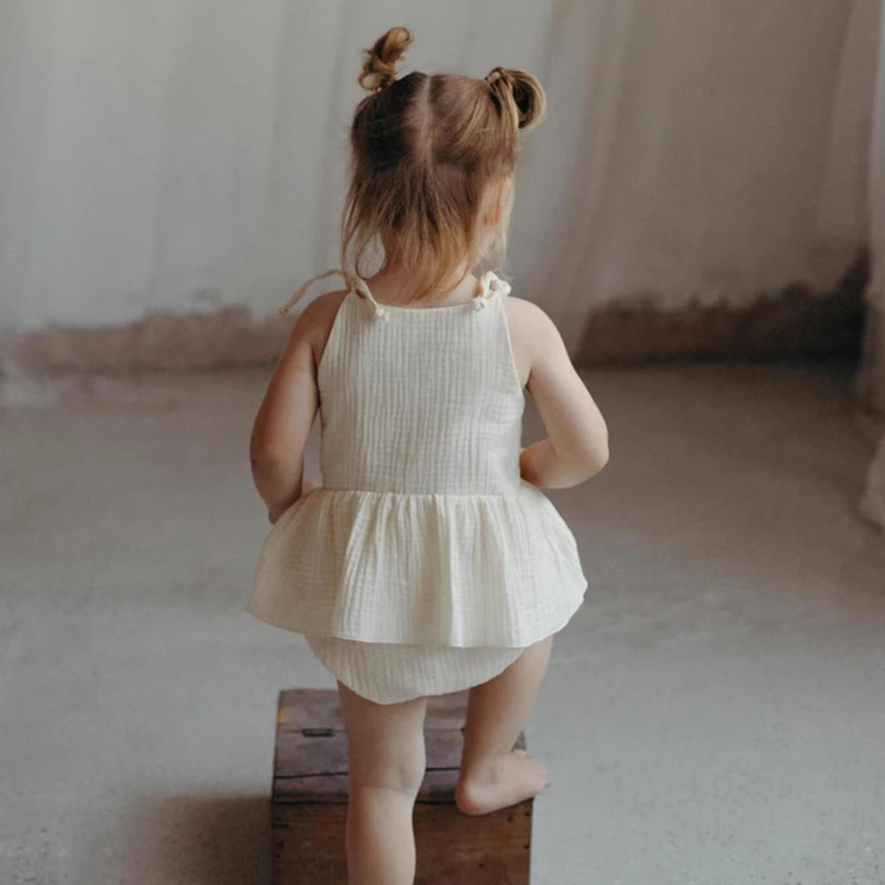 -ベビーロンパース キャミソールスカートボディスーツ フラワー花柄刺繍 3カラー【mh0005947】 - mamahalo shop - ノースリーブロンパース - べビー服 - 子供服 - 男の子 - 女の子