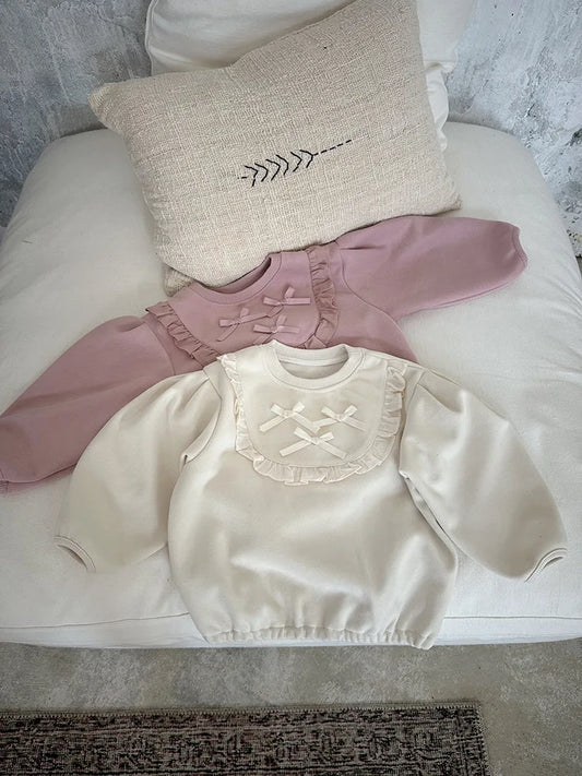 -キッズトップス リボンレースフリル長袖スェットシャツ 2カラー【mh0006811】 - mamahalo shop - トレーナー・フーディ - べビー服 - 子供服 - 男の子 - 女の子