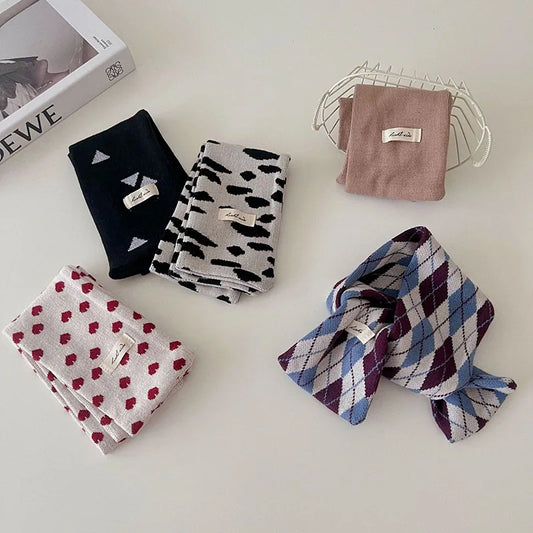 -キッズマフラー ネックウォーマー ニットスカーフ 幾何学 レオパード 無地 - mamahalo shop - ネックウォーマー - べビー服 - 子供服 - 男の子 - 女の子