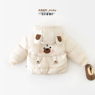 ショートコート・ジャケット・ジャンパー ベビーキッズアウター 耳付きフーディバックアップリケパデッドジャケットコート【mh0007848】