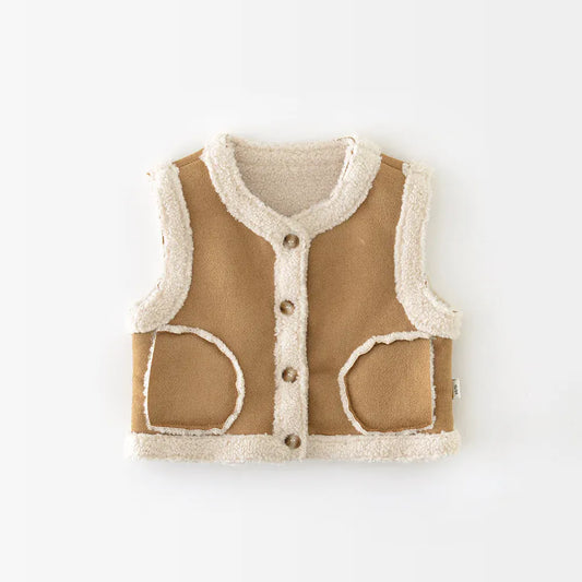 ベスト Yellow / 9M 73CM ベビーキッズベスト フェイクムートン裏ボアフリースベスト【mh0007804】