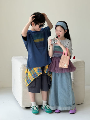 Abstract Artistic Painting Printed Tee ニュアンスアート 半袖Tシャツ【mh0013516】 KUMAI.KIDS 半袖Tシャツ