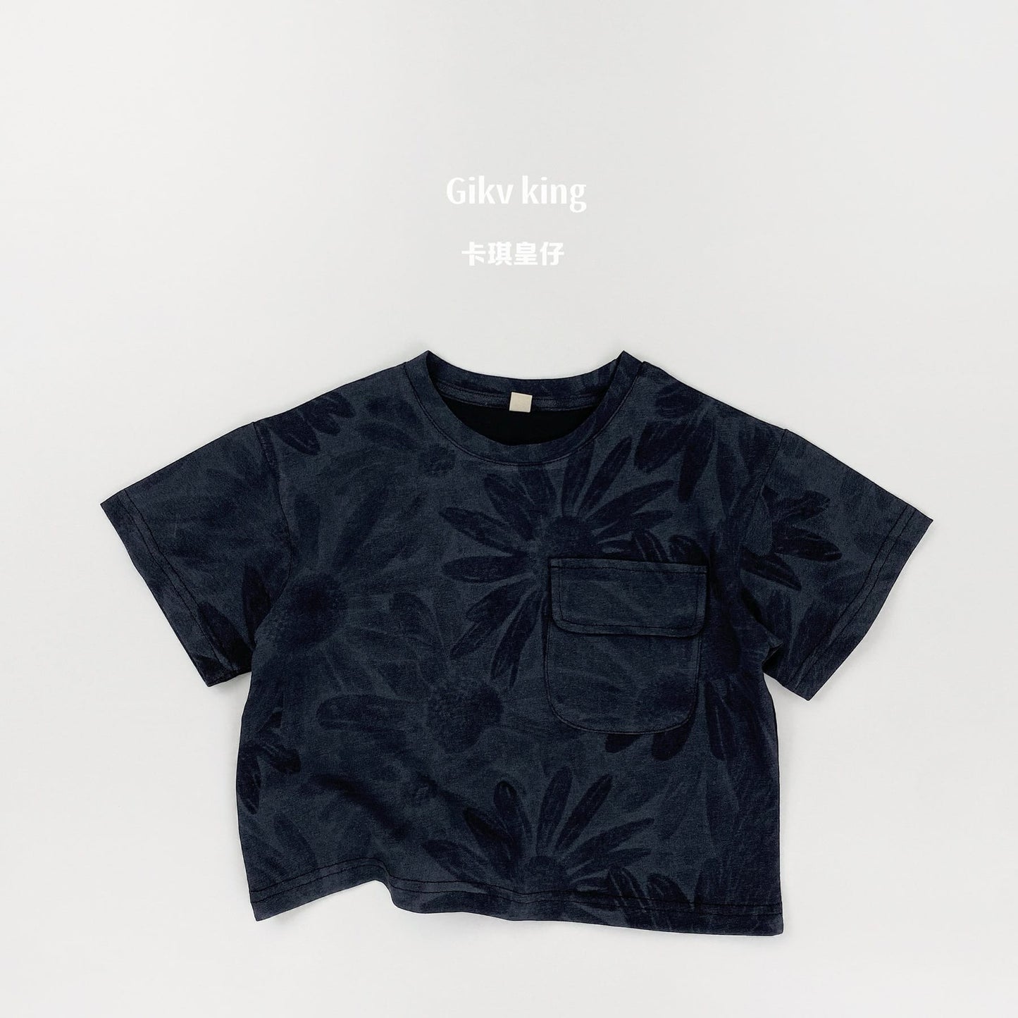 Abstract Daisy Print Tee マーガレット 半袖Tシャツ【mh0013484】 Black / 80cm Gikv king 半袖Tシャツ