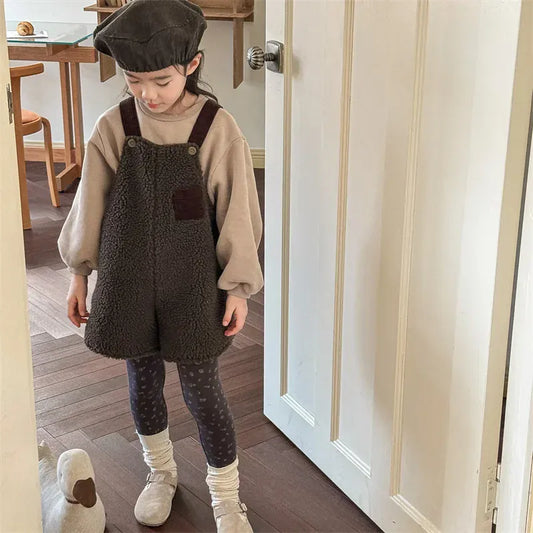 オーバーオール キッズサロペット ボアフリースワイドルーズサスペンダーオーバーオール 2カラー【mh0007566】