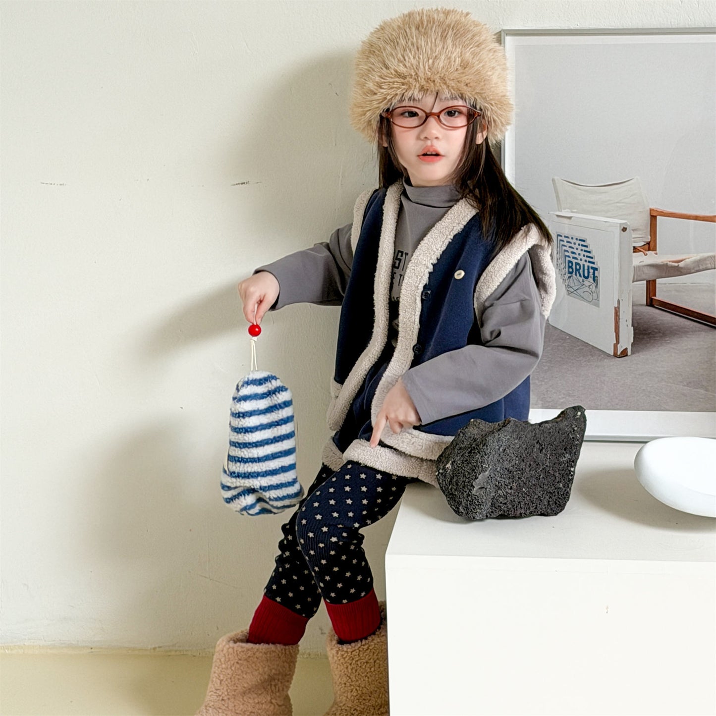 ノースリーブセットアップ 裏ボアセットアップ 2点セット ベスト+ショートパンツ【mh0011906】