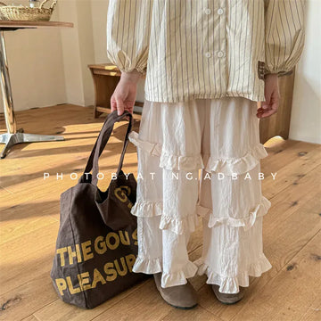 ロングパンツ・スウェットパンツ キッズパンツ ティアードフリルロングワイドルーズパンツ 3カラー【mh0006867】