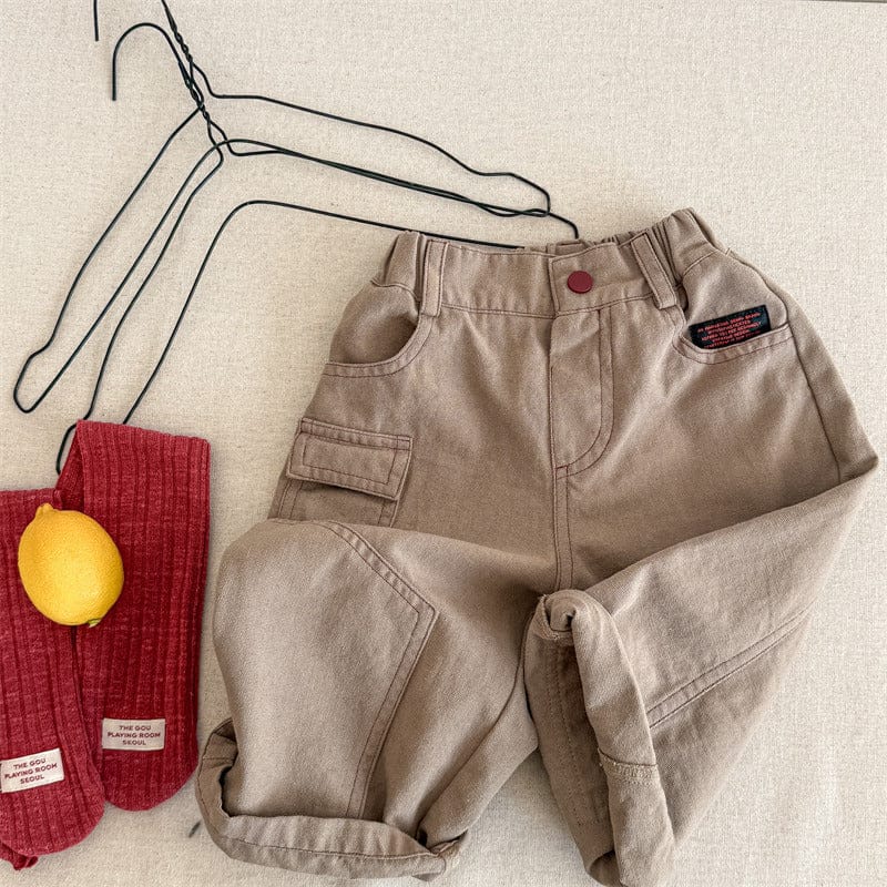 ロングパンツ・スウェットパンツ 6005 khaki / 80cm キッズパンツ ステッチルーズロングカジュアルパンツ【mh0008982】