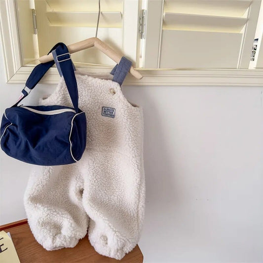 サロペットパンツ・サスペンダーパンツ Beige / 80cm キッズ ボアフリース サスペンダー パンツ サロペット【mh0003020】