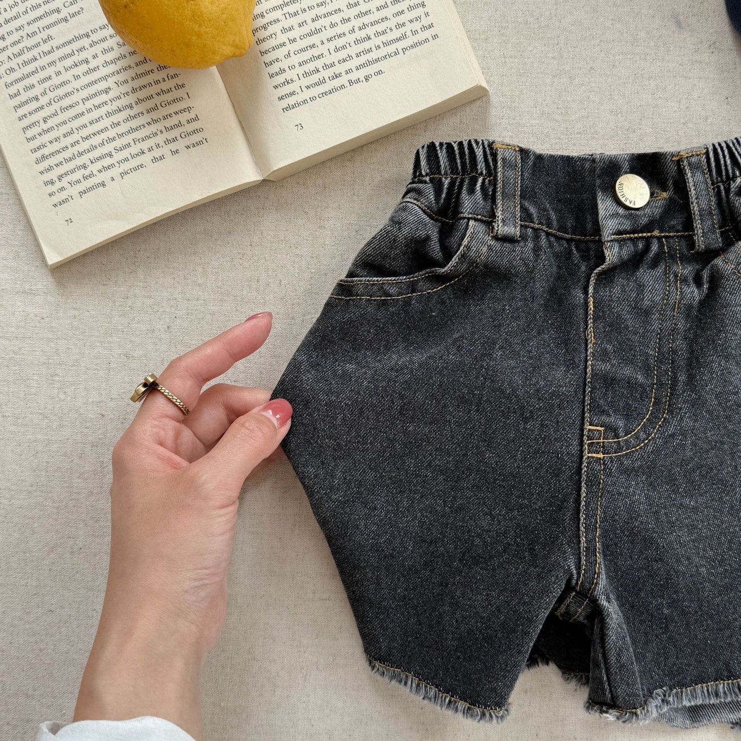 ハーフパンツ・ショートパンツ Black / 80cm カットオフデニムショートパンツ【mh0009550】