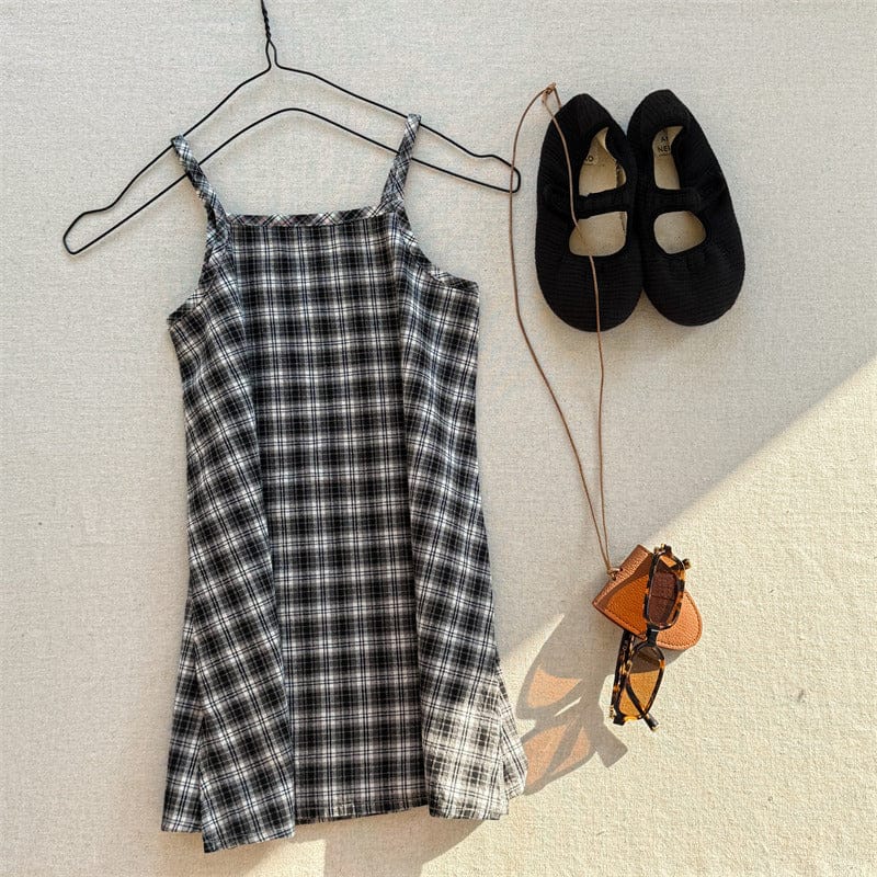 ノースリーブワンピース Check / 80cm フラワー/チェックプリントキャミソールワンピース【mh0009374】