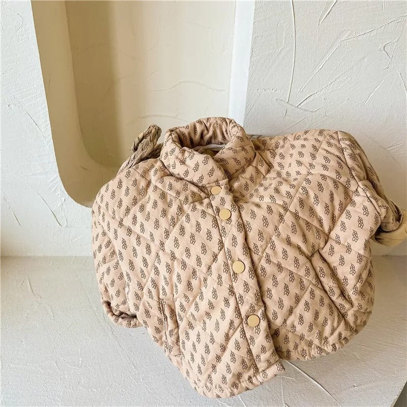 ショートコート・ジャケット・ジャンパー Coffee / 12M 80cm キッズ プロバンス リーフ キルティング ジャケット アウター【mh0000284】