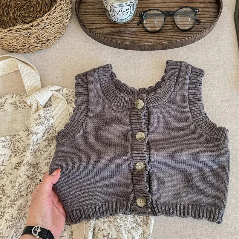 ベスト Dark Gray / 12M 80CM キッズベスト ニットノースリーブトップス 2カラー【mh0006583】