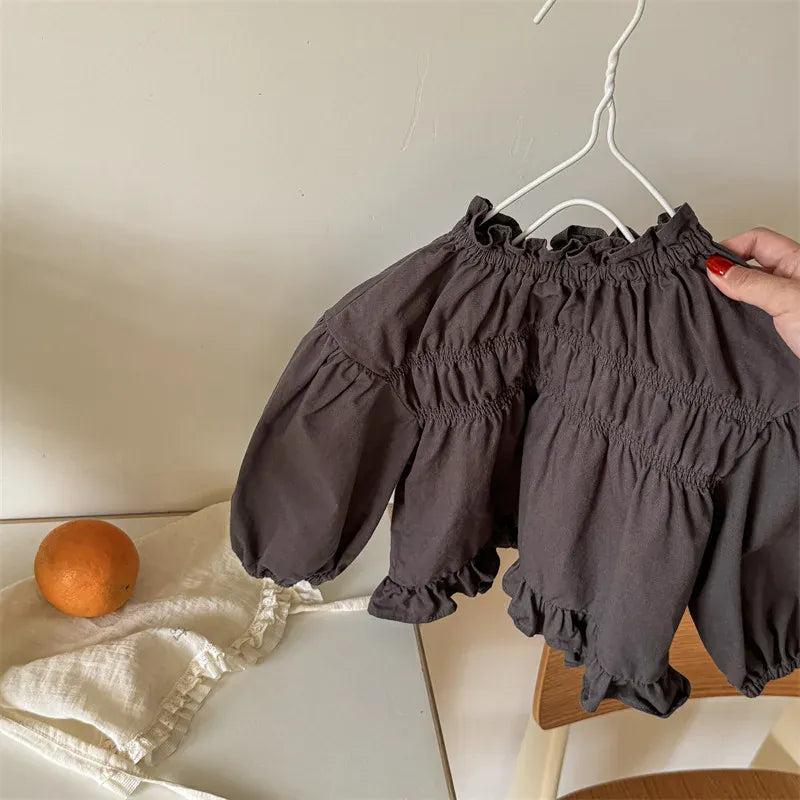 長袖シャツ・ブラウス Dark Gray / 12M 80CM キッズトップス 長袖スモックブラウス 2カラー【mh0006603】