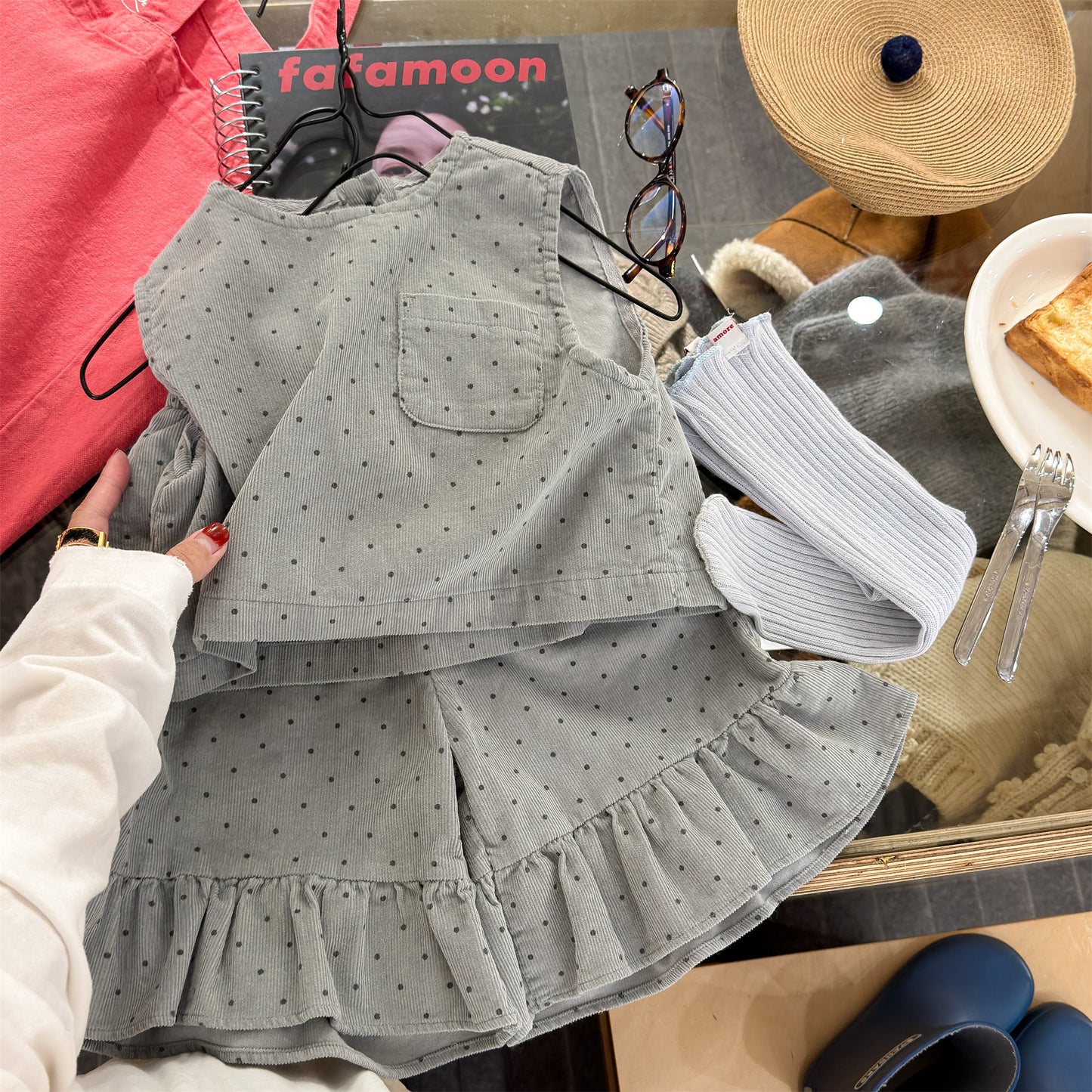 ノースリーブセットアップ Gray Blue / 80cm Children's Vest Capri Pants Set セットアップ カプリパンツ【mh0011946】