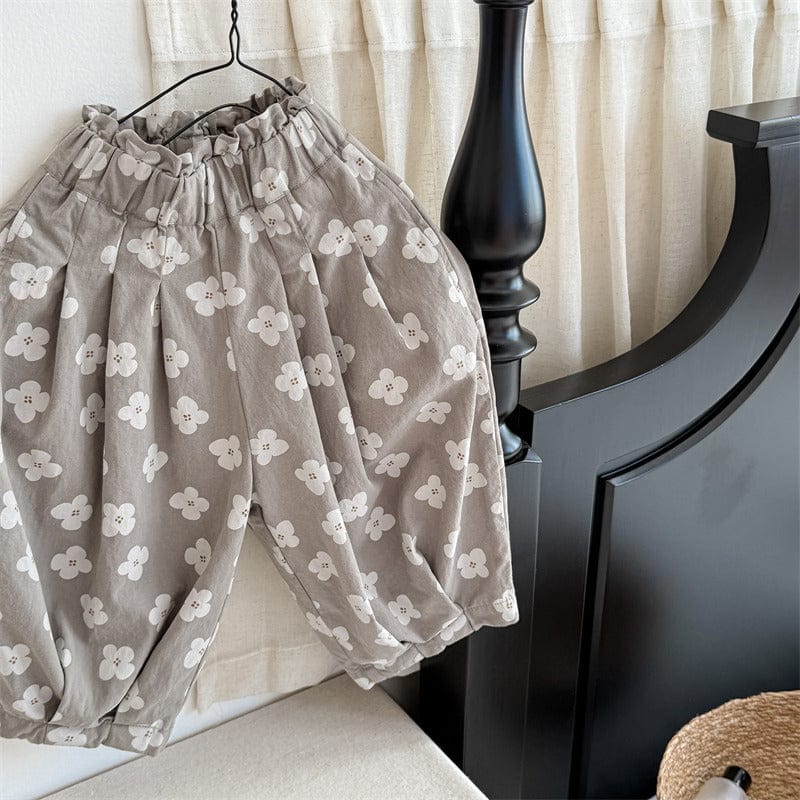 ロングパンツ・スウェットパンツ Gray Green / 80cm レトロフラワープリントクロップドタックサルエルパンツ【mh0009391】