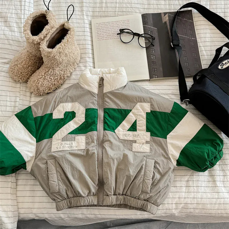 ショートコート・ジャケット・ジャンパー Green / 12M 80CM キッズアウター ナンバーロゴパッチワークパデッドブルゾンジャケット【mh0008470】