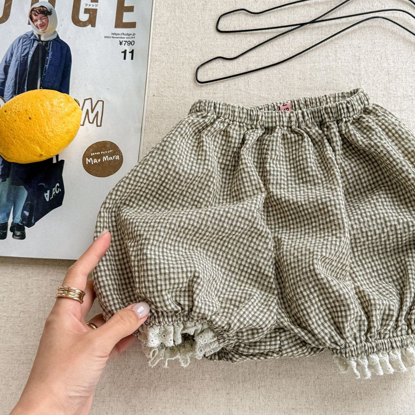 ハーフパンツ・ショートパンツ Green / 80cm チェックフリルショートバルーンパンツ【mh0010139】