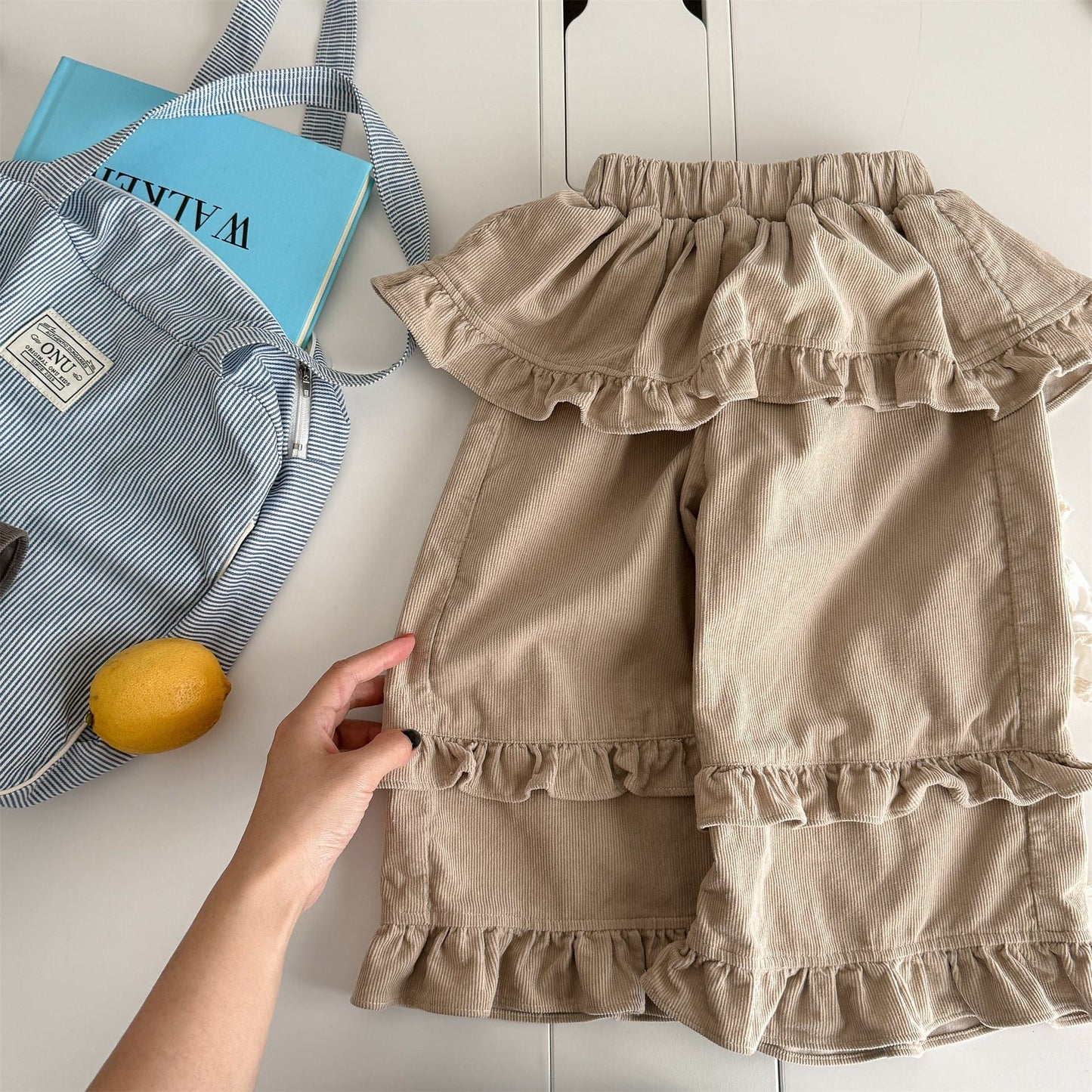 ロングパンツ・スウェットパンツ Khaki / 80cm ティアードフリルワイドルーズロングパンツ【mh0010643】