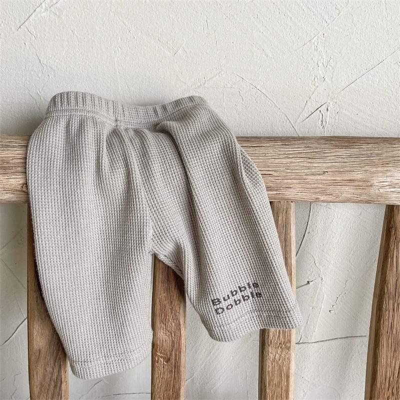 レギンスパンツ Light Coffee / 12M 80cm キッズ レターロゴ ワッフル ハーフ レギンス パンツ【mh0000762】