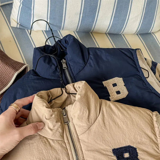 ベスト キッズベスト ワッペンアップリケパデッドジップアップアウターベスト【mh0008284】