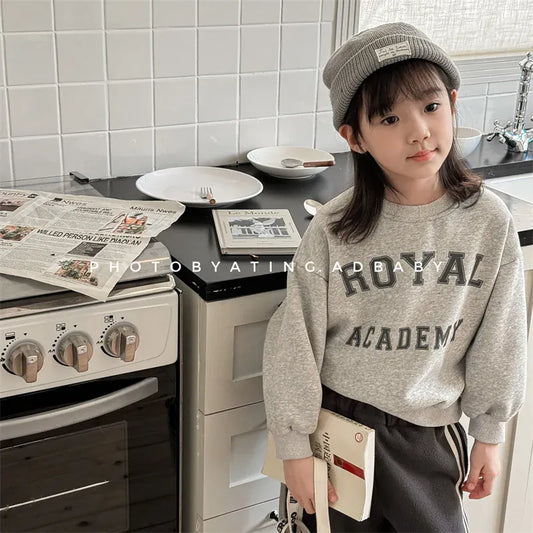 トレーナー・フーディ キッズトップス レターロゴプリント裏フリースドルマンスリーブ長袖スウェットシャツ【mh0008458】