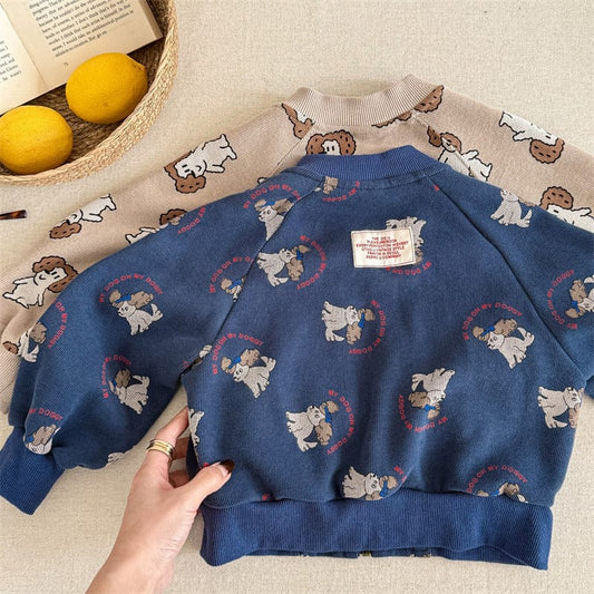 カーディガン・パーカー キッズトップス プリント柄ジップアップスウェットジャケット【mh0008994】