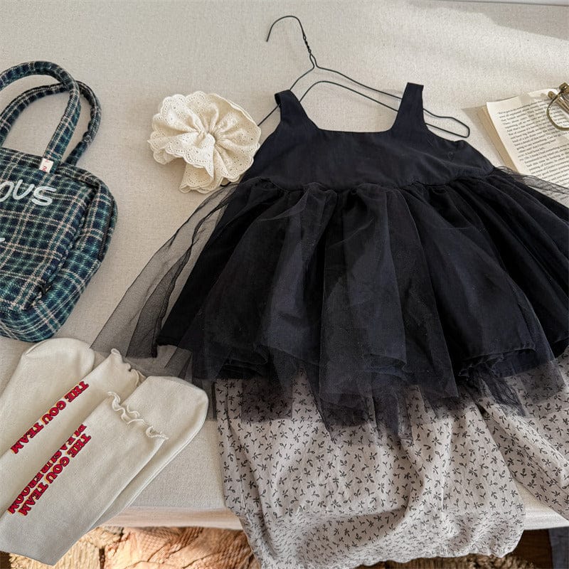 ノースリーブワンピース キッズワンピース チュチュチュールスカートノースリーブドレスワンピース【mh0009003】